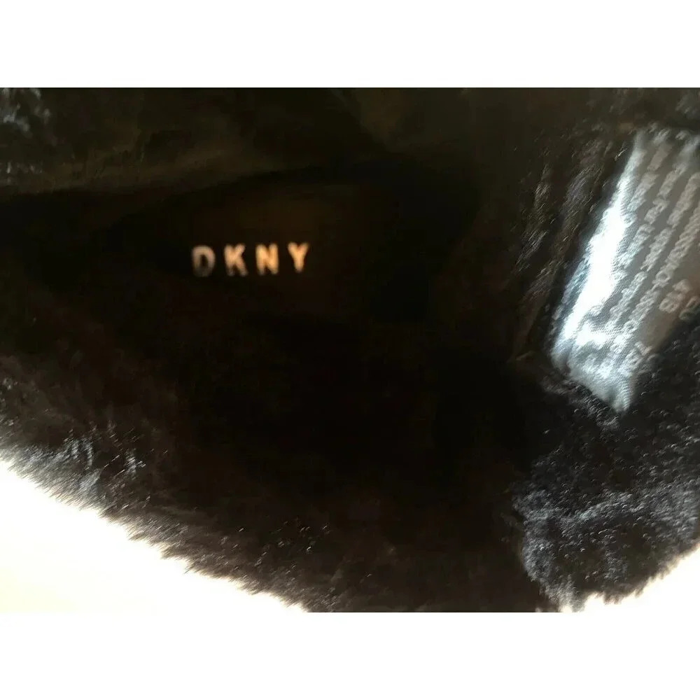 DKNY MASON HIGH TOP BLACK SUEDE BLACK FAUX FUR SNEAKER SHOES 10 NEW - Picture 11 of 14